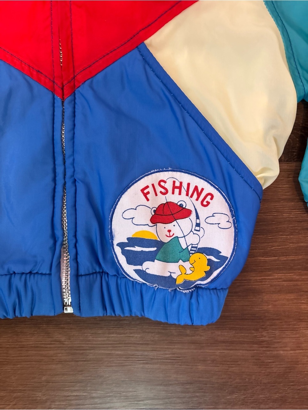 Vintage 90s Mothercare Kids 2 Years “Fishing” RARE Color Block Windbreaker Retro - Picture 2 of 8